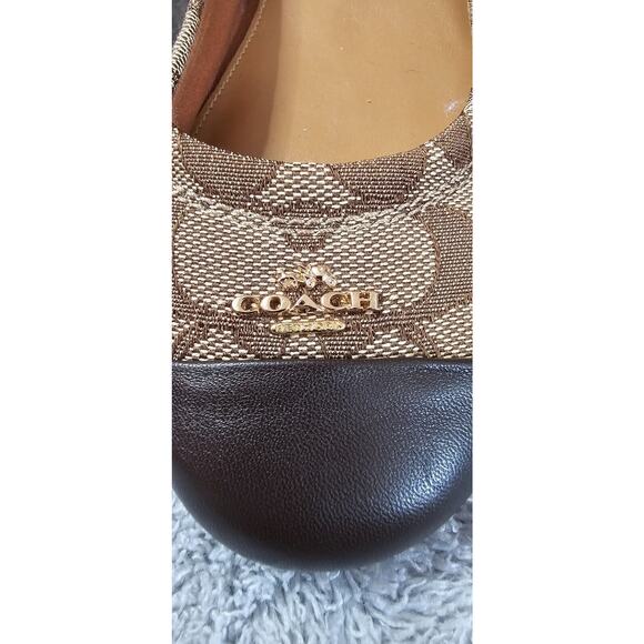 COACH Women's Signature Brown Jacquard Chelsea Slip-On Ballet Flat Sz 10 - Picture 2 of 7
